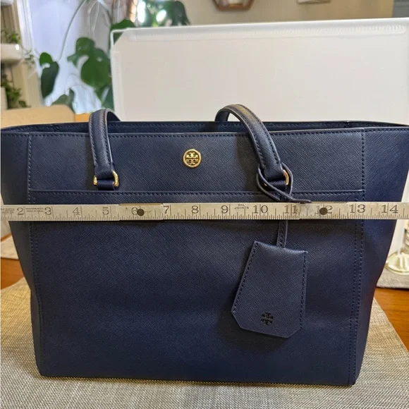 Tory Burch Navy Blue Leather Tote Bag - Purse - Picture 13 of 15